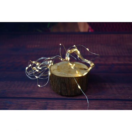 Instalatie Craciun, Liniara, 3 m, Baterii, 30 LED-uri, Alb Cald, Fir Cupru, Interior/Exterior, Flippy [1]