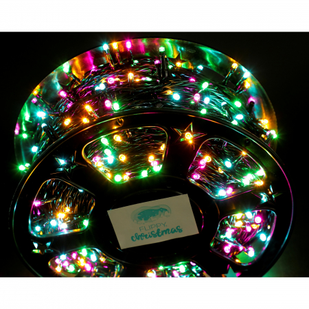 Instalatie Craciun liniara cu transformator, 100m, multicolor, 1000 LED-uri, fir negru, 8 jocuri de lumini, Flippy [1]