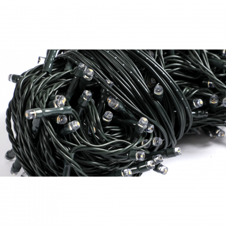 Instalatie Craciun liniara, cu transformator, 20 m, Alb Cald, 200 LED-uri V5, 8 jocuri de lumini, fir verde, Flippy [3]