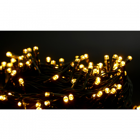 Instalatie Craciun liniara, cu transformator, 20 m, Alb Cald, 200 LED-uri V5, 8 jocuri de lumini, fir verde, Flippy [4]