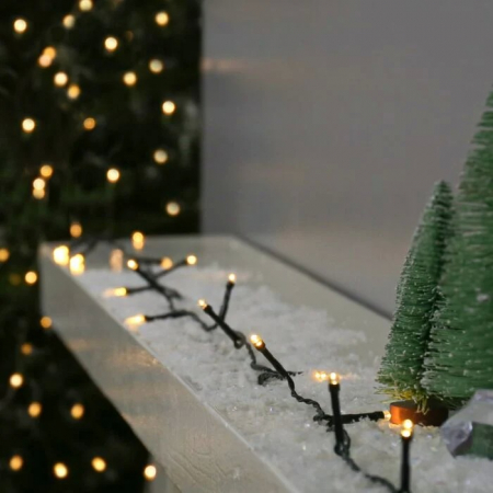 Instalatie Craciun liniara, cu transformator 31V, 10m, alb cald, 100 LED-uri V5, 8 jocuri de lumini, Fir verde, Flippy [5]