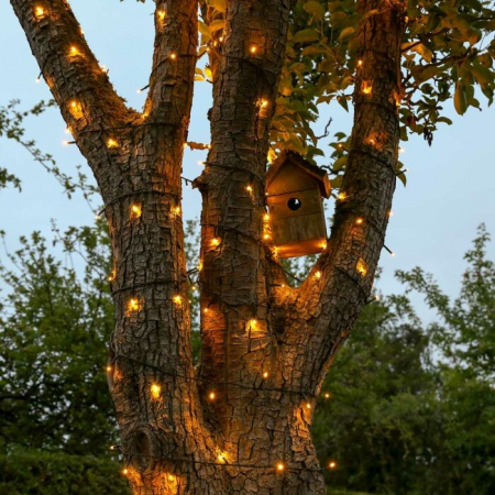 Instalatie Craciun liniara, cu transformator 31V, 10m, alb cald, 100 LED-uri V5, 8 jocuri de lumini, Fir verde, Flippy [7]