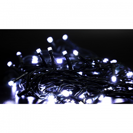 Instalatie Craciun liniara, cu transformator 31V, 10m, Alb Rece, 100 LED-uri V5, 8 jocuri de lumini, Fir verde, Flippy [4]