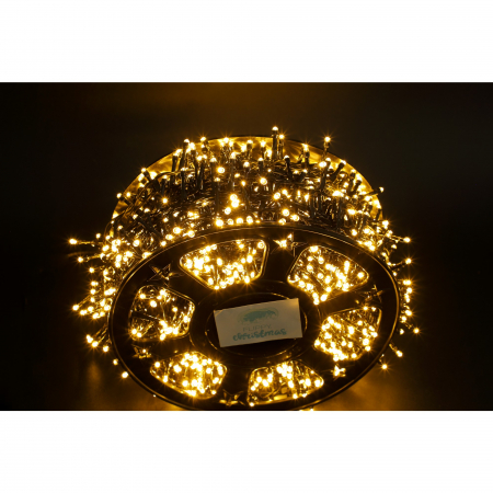 Instalatie Craciun liniara cu transformator, 50m, alb cald, 2000 LED-uri, fir negru, 8 jocuri de lumini, Flippy [1]