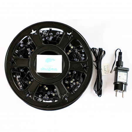 Instalatie Craciun liniara cu transformator, 50m, alb cald, 500 LED-uri, fir negru, 8 jocuri de lumini, Flippy [4]