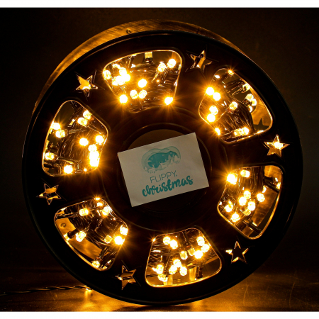 Decoratiuni, ornamente si articole Craciun - Instalatie Craciun liniara cu transformator, 50m, alb cald, 500 LED-uri, fir negru, 8 jocuri de lumini, Flippy