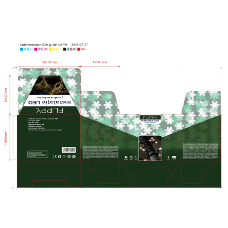 Pentru Casa si Camping - Instalatie Craciun Liniara exterior IP65, cu Alimentator 1.5 m inclus, 20 metri, 200 LED, Alb Cald