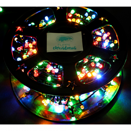 Instalatie Craciun liniara, fir negru, cu transformator, 50m, alb cald, 500 LED-uri V5, 8 jocuri de lumini, Flippy [1]