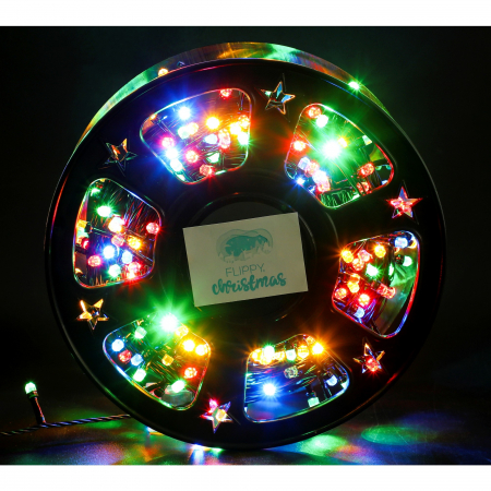 Decoratiuni, ornamente si articole Craciun - Instalatie Craciun liniara, fir negru, cu transformator, 50m, alb cald, 500 LED-uri V5, 8 jocuri de lumini, Flippy