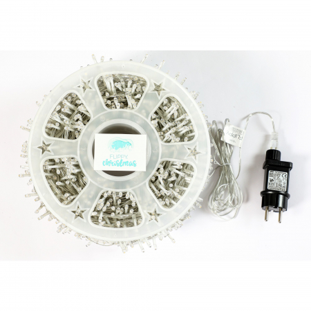 Instalatie Craciun liniara, fir transparent, cu transformator, 50m, alb cald, 2000 LED-uri, 8 jocuri de lumini, Flippy [3]