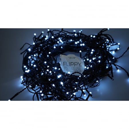 Lichidare Instalatie Craciun Profesionala de Exterior IP65, 25 m, 600 Led-uri Mari ,Franjuri, Alb rece, Flash, Alimentator, Interconectabila, Fir Negru Cauciucat, 220v, Flippy - Copie [1]