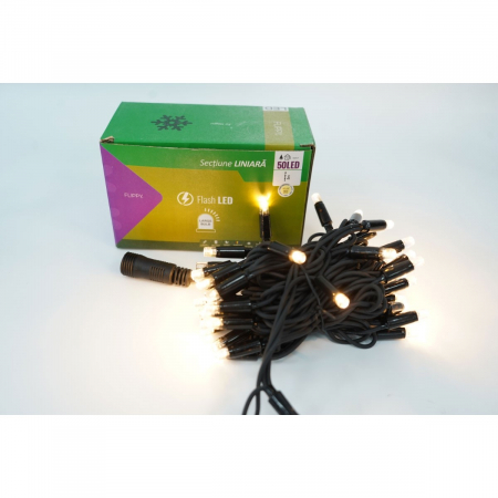 Instalatie Craciun Profesionala de Exterior IP65, 28 m, 280 Led-uri Mari ,Liniara, Alb cald, Interconectabila, Prelungitor 1.5 m inclus, Fir Negru, Flippy [4]