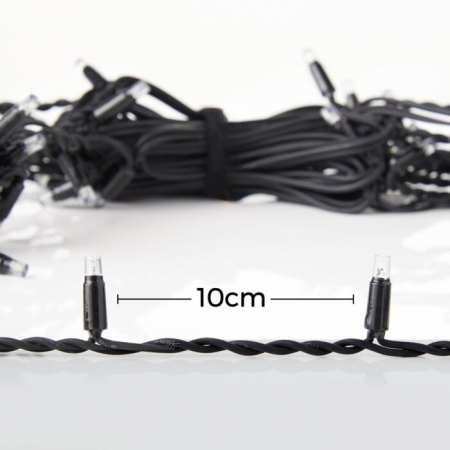 Instalatie Craciun Profesionala de Exterior IP65, 40 m, 960 Led-uri Mari ,Franjuri, Alb rece, Flash, Alimentator, Interconectabila, Prelungitor 6.5 m inclus, Fir Negru Cauciucat, 220v, Flippy [10]