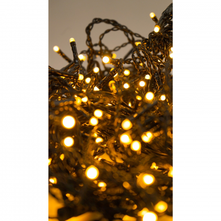 Instalatie Craciun Profesionala de Exterior IP65, 90 m, 2160 Led-uri Mari ,Franjuri, Alb cald, Flash, Alimentator de 1.5m, Interconectabila, Fir Negru Cauciucat, 220v, Flippy [2]