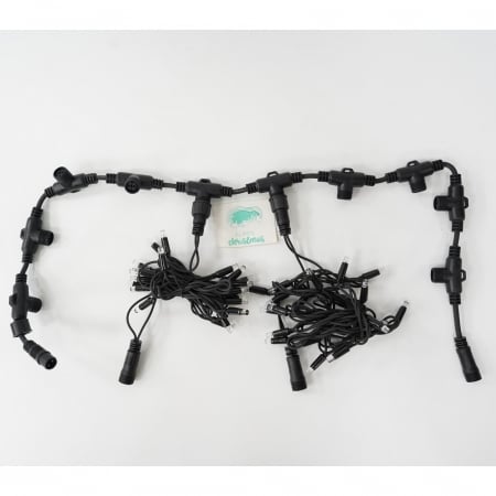 Instalatie Craciun Profesionala de Exterior IP65, Tip Perdea, 1m x 2m, 200 Led-uri Mari, Alb rece, cu flash, Alimentator 1,5 m, Interconectabila, Fir negru, Flippy [9]