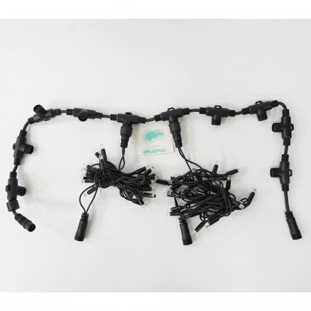 Instalatie Craciun Profesionala de Exterior IP65, Tip Perdea, 1m x 2m, 200 Led-uri Mari, Alb rece, cu flash, Alimentator si prelungitor 6,5 m, Interconectabila, Fir negru, Flippy [4]