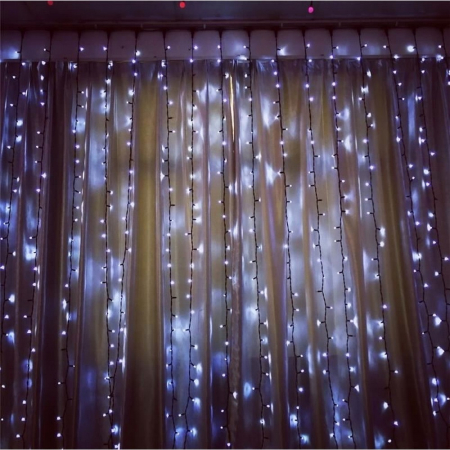 Instalatie Craciun Profesionala de Exterior IP65, Tip Perdea, 1m x 5m, 500 Led-uri Mari, Alb rece, cu flash, Alimentator si prelungitor 6,5 m, Interconectabila, Fir negru, Flippy [8]