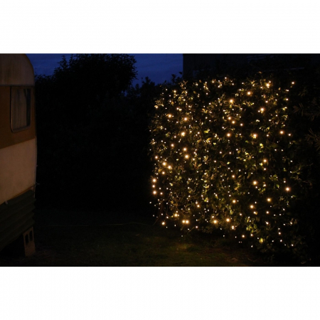 Instalatie Craciun Profesionala de Exterior IP65, Tip Perdea, 3m x 2m, 600 Led-uri Mari, Alb cald, cu flash, Alimentator si prelungitor 6,5 m, Interconectabila, Fir negru, Flippy [1]