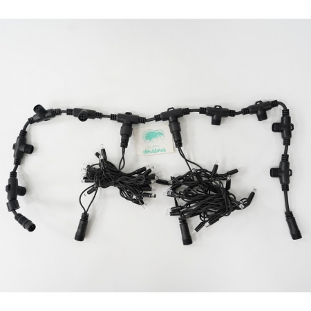 Instalatie Craciun Profesionala de Exterior IP65, Tip Perdea, 3m x 2m, 600 Led-uri Mari, Alb rece, cu flash, Alimentator 1,5 m, Interconectabila, Fir negru, Flippy [9]