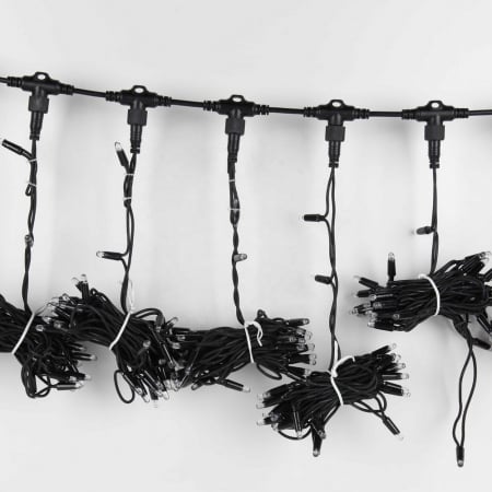 Instalatie Craciun Profesionala de Exterior IP65, Tip Perdea, 4m x 5m, 2000 Led-uri Mari, Alb rece, cu flash, Alimentator si prelungitor 6,5 m, Interconectabila, Fir negru, Flippy [9]