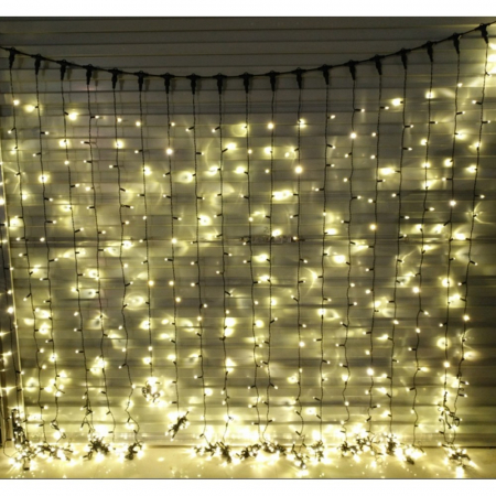 Instalatie Craciun Profesionala de Exterior IP65, Tip Perdea, 7m x 5m, 3500 Led-uri Mari, Alb cald, cu flash, Alimentator si prelungitor 6,5 m, Interconectabila, Fir negru, Flippy [9]