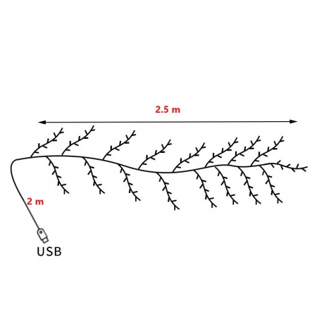 Instalatie Craciun tip Creanga Flippy, 144 LED-uri, Conectare USB, 8 Jocuri de Lumini, Telecomanda, 2.5 m, Prelungitor 2 m, 3V, Fir Negru, Alb Cald [3]