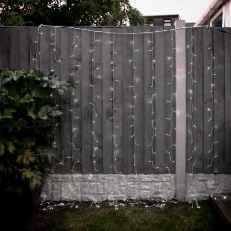 Instalatie Craciun, Tip Perdea, IP44, 8 m x 2 m, 960 LED-uri, Alb rece, cu flash, Transformator, Interconectabila, Prelungitor 5 m inclus, Fir transparent, Interior/ Exterior, Flippy [8]