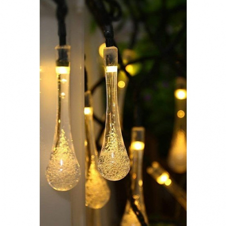 Instalatie Craciun, Tip Picaturi, 30 Led-uri, 6.5 metri, Alb cald, Energie solara, Senzor de lumina, Flippy [6]