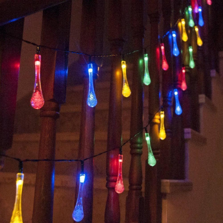 Instalatie Craciun, Tip Picaturi, 30 Led-uri, 6.5 metri, Multicolor, Energie solara, Senzor de lumina, Flippy [9]