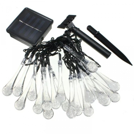 Instalatie Craciun, Tip Picaturi de apa, 20 Led-uri, 5 metri, Alb cald, Energie solara, Senzor de lumina, Flippy [12]