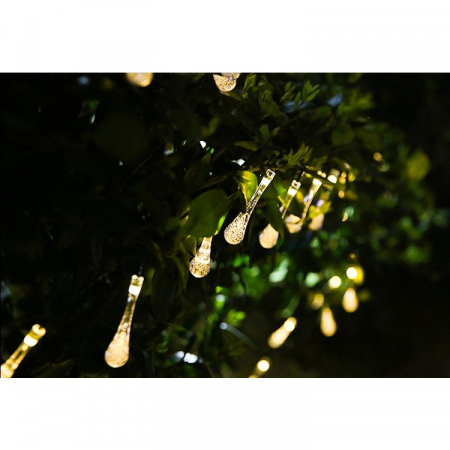 Instalatie Craciun, Tip Picaturi de apa, 20 Led-uri, 5 metri, Alb cald, Energie solara, Senzor de lumina, Flippy [6]