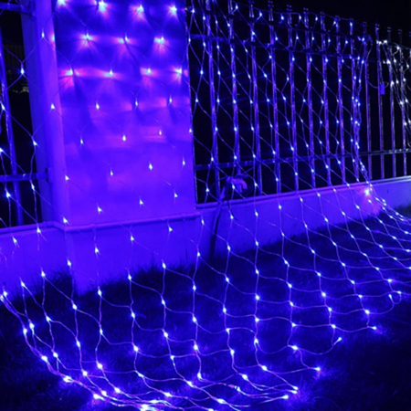 Instalatie Craciun, Tip Plasa, 15 m x 2 m, 1200 LED-uri, Albastru, 8 jocuri de lumini, Transformator, Interconectabila, Prelungitor 3 m inclus, Fir transparent, Flippy [3]