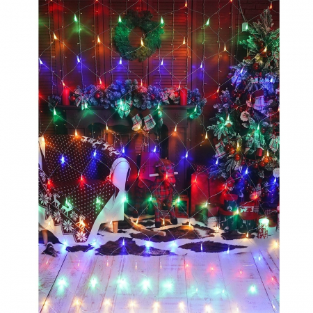 Instalatie Craciun, Tip Plasa, 9 m x 2 m, 720 LED-uri, Multicolor, 8 jocuri de lumini, Transformator cu telecomanda, Interconectabila, Prelungitor 3 m inclus, Fir transparent, Flippy [1]