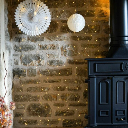 Instalatie Craciun Tip Turturi, IP44, 5 m, 143 Led-uri, Alb cald, 8 jocuri de lumini, 31V, telecomanda inclusa, Interconectabila, Prelungitor 3 m inclus, Fir Cupru, Flippy, Interior/Exterior [3]