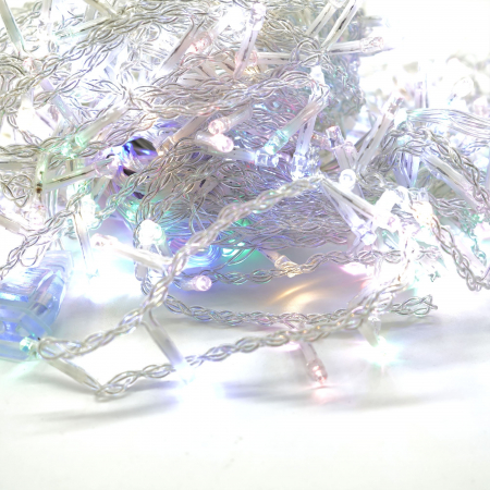 Instalatie Craciun Yoto, Tip Franjuri/Turturi, 12 m, 300 LED-uri, Prelungitor 1.5 m, 8 Jocuri de Lumini, Interconectabila, Conectare la Retea, Fir transparent, Interior/Exterior, Multicolor [7]