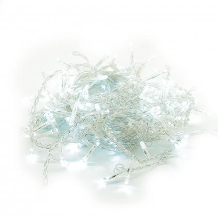 Instalatie Craciun Yoto, Tip Franjuri/Turturi, 4 m, 120 LED-uri, Prelungitor 1.5 m, 8 Jocuri de Lumini, Interconectabila, Conectare la Retea, Fir transparent, Interior/Exterior, Alb Rece [8]