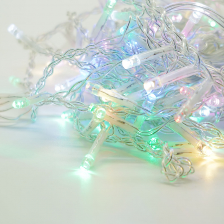 Instalatie Craciun Yoto, Tip Franjuri/Turturi, 4 m, 120 LED-uri, Prelungitor 1.5 m, 8 Jocuri de Lumini, Interconectabila, Conectare la Retea, Fir transparent, Interior/Exterior, Multicolor [8]