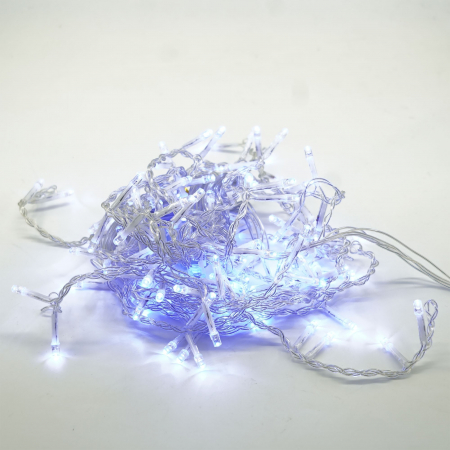 Instalatie Craciun Yoto, Tip Franjuri/Turturi, 4 m, 120 LED-uri, Prelungitor 1.5 m, 8 Jocuri de Lumini, Interconectabila, Conectare la Retea, Fir transparent, Interior/Exterior, Albastru [7]