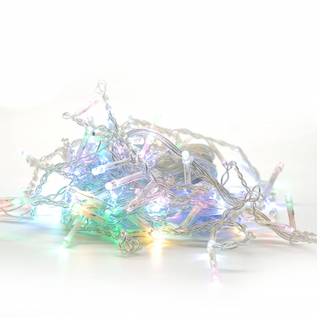 Instalatie Craciun Yoto, Tip Franjuri/Turturi, 4 m, 120 LED-uri, Prelungitor 1.5 m, 8 Jocuri de Lumini, Interconectabila, Conectare la Retea, Fir transparent, Interior/Exterior, Multicolor [9]