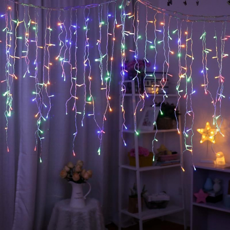 * LICHIDARE STOC * Instalatie Craciun Yoto, Tip Franjuri/Turturi, 7 m, 200 LED-uri, Prelungitor 1.5 m, 8 Jocuri de Lumini, Interconectabila, Conectare la Retea, Fir transparent, Interior/Exterior, Mul [4]