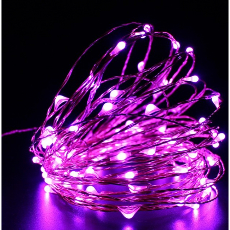 Decoratiuni, ornamente si articole Craciun - Instalatie de Craciun cu Baterii Fir Cupru Tip Sir 5 m 50 LED -uri Roz