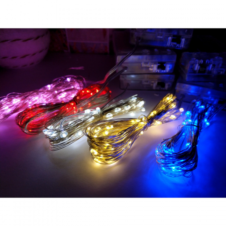 Instalatie de Craciun cu Baterii Fir Cupru Tip Sir 5 m 50 LED -uri Roz [3]