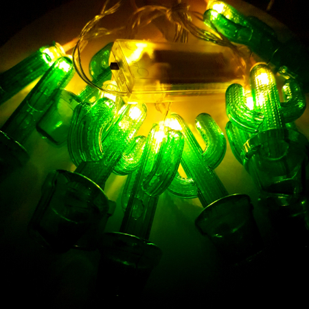 Instalatie de Craciun cu Baterii Fir Transparent Tip Sir 1.5 m 10 LED -uri Cactus Alb Cald [2]