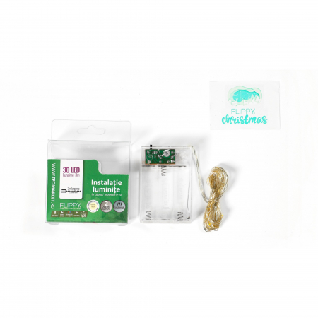 Instalatie de Craciun cu Baterii Tip Liniar, 2 jocuri de lumini, Fir Cupru 3 m 30 LED -uri, Alb Cald [4]