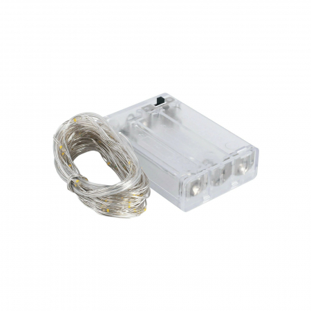 Instalatie de Craciun cu Baterii Tip Liniar, 2 jocuri de lumini, Fir Cupru 5 m 50 LED -uri, Alb Rece [6]