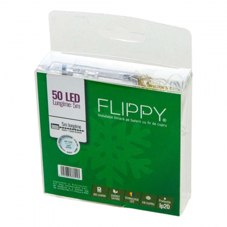 Instalatie de Craciun cu Baterii Tip Liniar, 2 jocuri de lumini, Fir Cupru 5 m 50 LED -uri, Alb Rece [4]
