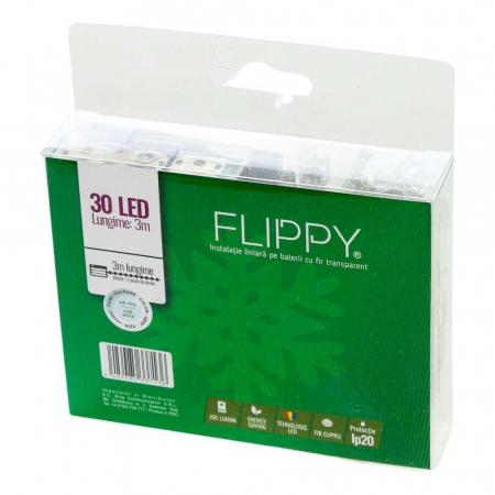 Instalatie de Craciun cu Baterii Tip Liniar, 2 jocuri de lumini, Fir Transparent 3 m 30 LED -uri, Alb Rece [3]