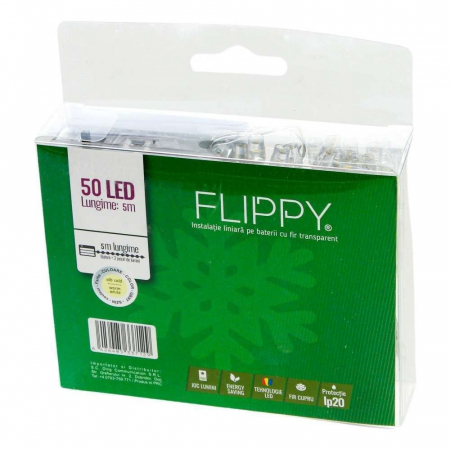 Instalatie de Craciun cu Baterii Tip Liniar, 2 jocuri de lumini, Fir Transparent 5 m 50 LED -uri, Alb Cald [3]