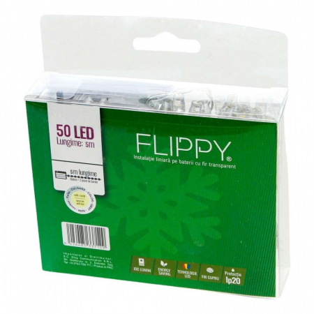 Instalatie de Craciun cu Baterii Tip Liniar, 2 jocuri de lumini, Fir Transparent 5 m 50 LED -uri, Alb Cald [4]