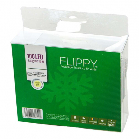 Instalatie de Craciun cu Baterii Tip Liniar, 2 jocuri de lumini, Fir Verde 10 m 100 LED -uri, Alb Cald [2]
